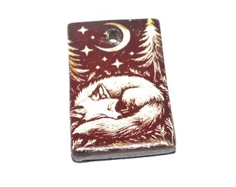 Ceramic Fox Pendant Handmade Focal Porcelain 25mm CC7-1