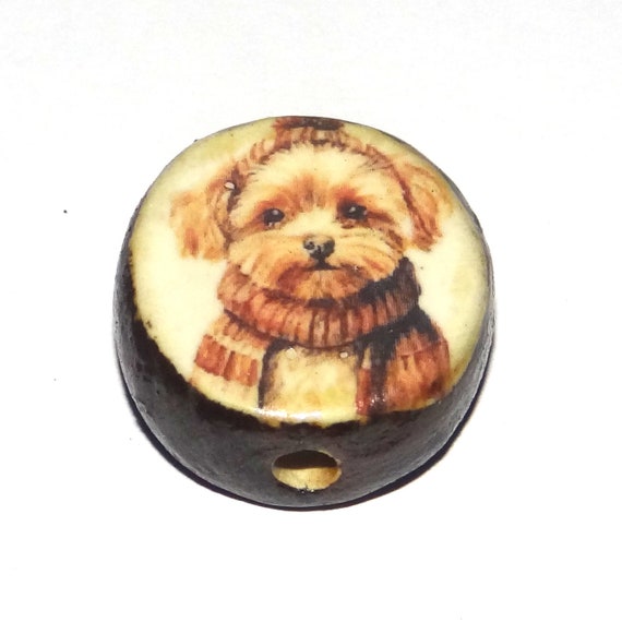 Ceramic Dog Focal Bead Handmade Pottery Beads 20mm PP3-4