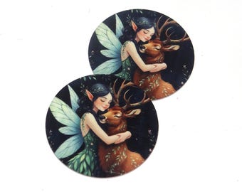 Faux Tin Stag Fairy Charms Handmade 25mm 1" MM8-3