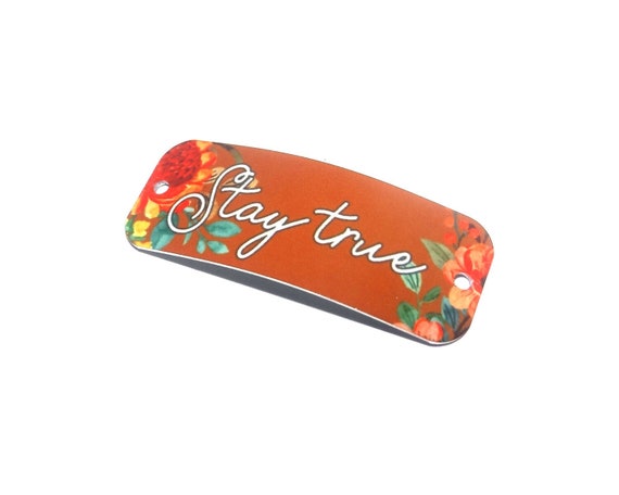 Faux Tin Quote Bracelet Bar Cuff Handmade Flowers Floral 40mm 1.6" MBB3-2