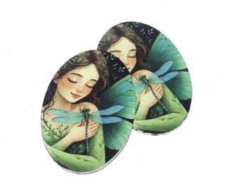 Faux Tin Fairy Dragonfly Charms Handmade 25mm 1" MM8-2