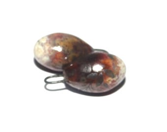 Ceramic Floral Drop Charms Beads Pair Porcelain 23mm CC9-1
