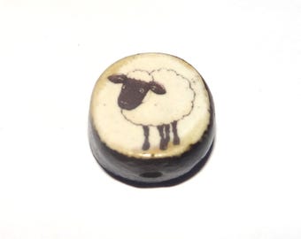 Ceramic Sheep Focal Bead Handmade Pottery Beads 16-18mm BB2-3