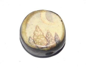 Ceramic Snowy Trees Focal Bead Handmade Pottery Beads 16mm PP4-1