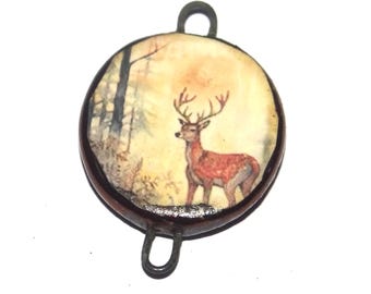 Ceramic Stag Connector Pendant Porcelain Handmade 30mm CC7-4