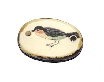 Ceramic Bird Bracelet Bar Cuff Porcelain 30mm CC8-1