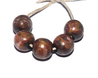 Ceramic Paisley Bead Set Handmade Porcelain 10mm