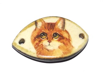 Ceramic Cat Bracelet Bar Cuff Porcelain 31mm PP8-2