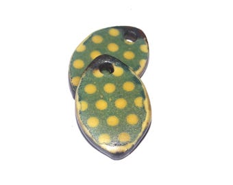 Ceramic Flower Charms Beads Pair Porcelain 18x11mm CC4-3