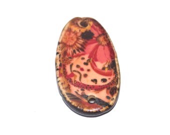 Ceramic Flower Pendant Handmade Focal Porcelain 36mm PP1-3