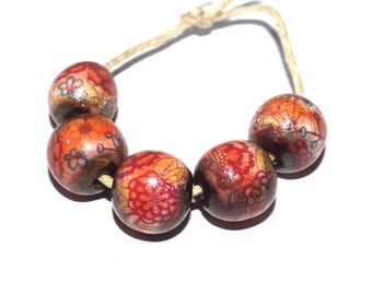 Ceramic Paisley Bead Set Handmade Porcelain 10mm