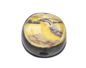 Ceramic Bird Focal Bead Handmade Pottery Beads 16-18mm BB1-2