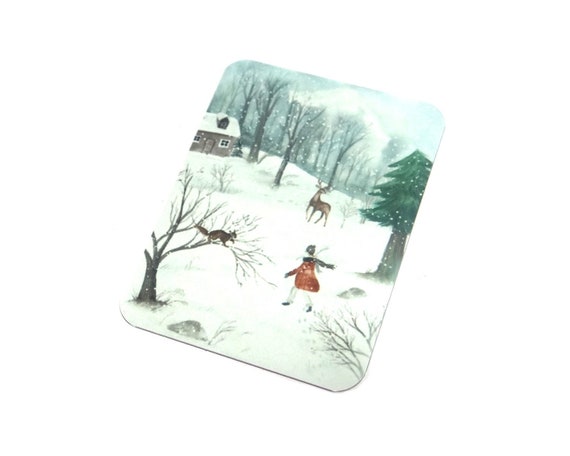 Winter Scene Pendant Handmade Faux Tin 45mm 1.8" MLP7-4