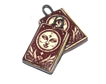 Ceramic Moon Earring Charms Beads Pair Porcelain 21mm CC3-3