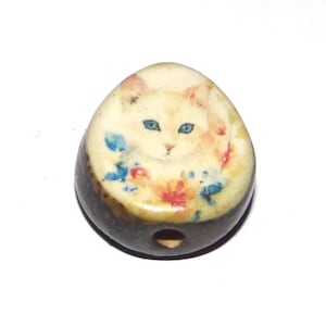 セラミックキャットフォーカルビーズ ハンドメイド陶器ビーズ 20 mm BB7-1