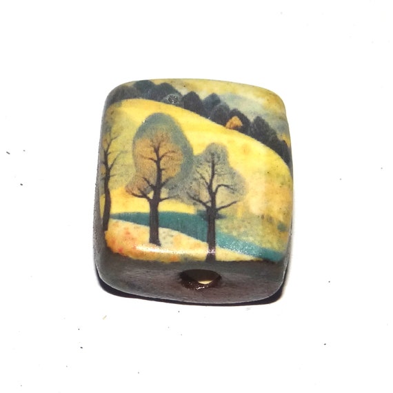 Ceramic Tree Focal Bead Handmade Pottery Beads 24mm PP8-4