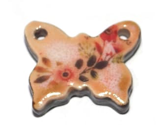 1 Ceramic Butterfly Focal Charm Bead Handmade Focal Porcelain 1" P1-4