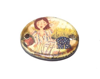 Ceramic Summer Bracelet Bar Cuff Porcelain 31mm CC2-2