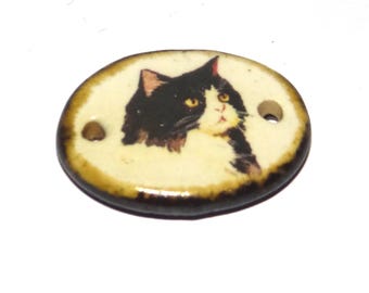 Ceramic Cat Bracelet Bar Cuff Porcelain 27mm PP8-2