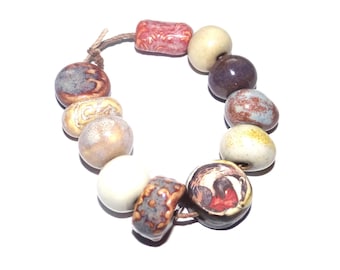 Ceramic Bead Set Handmade Porcelain 8-15mm