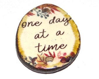 Ceramic Quote Pendant Handmade Focal Porcelain 30mm CC6-3