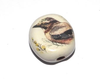 Ceramic Bird Bead Handmade Pottery Beads 19-17mm PP4-2