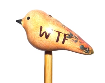 Ceramic Bird Bead Focal Handmade Rustic Floral Quote Word Sculpture Porcelain 30mm