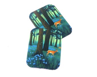 Faux Tin Bluebell Woods Deer Charms Handmade 25mm 1" MM8-2