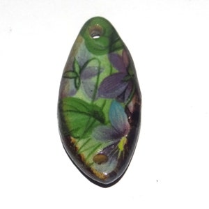 Ceramic Floral Pendant Handmade Focal Porcelain 35mm CC5-2