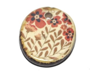 Small Ceramic Flower Pendant Charm Handmade Focal Porcelain 20mm BB9-1