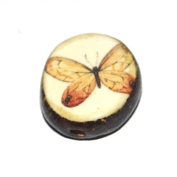 Ceramic Butterfly Focal Bead Handmade Pottery Beads 20mm PP3-3