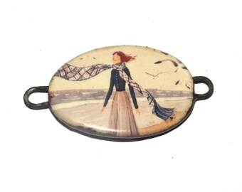 Ceramic Beach Walk Bracelet Bar Cuff Porcelain 30mm CC6-4