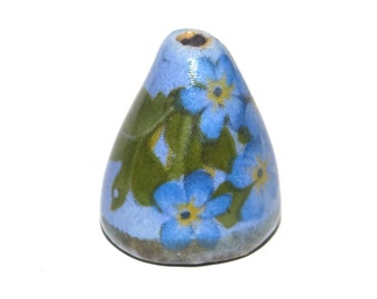 Ceramic Bloom Bell Pendant Floral Rustic Handmade Porcelain 1" PP3-4
