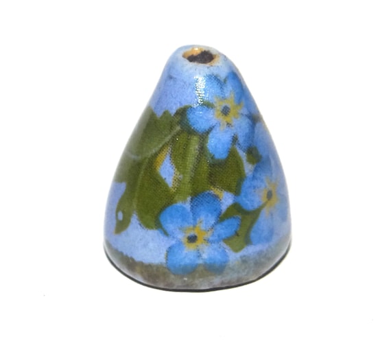 Ceramic Bloom Bell Pendant Floral Rustic Handmade Porcelain 1" PP3-4