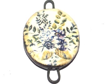 Ceramic Flower Connector Pendant Porcelain Handmade 30mm CC7-3