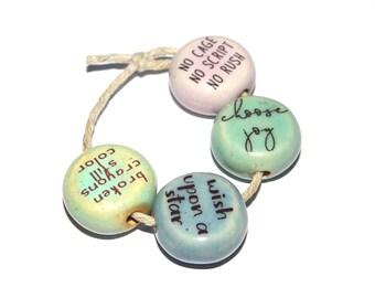 Porcelain Quote Bead Set Porcelain Handmade 15mm 0.6" CC9-3