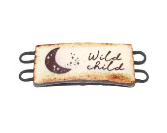 Ceramic Multi-strand Moon Bracelet Bar Cuff Porcelain 40mm CC2-2