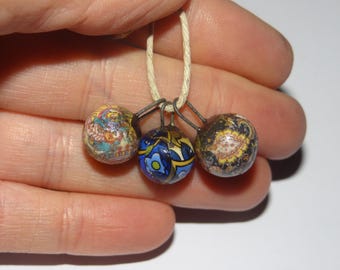 Ceramic Patterned Floral Bead Charms Porcelain Handmade 15mm BB9-2