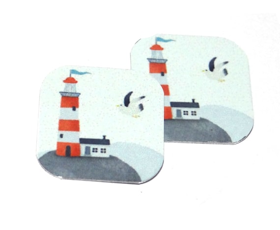 Metal Faux Tin Seagull Beach Earring Charms Handmade Faux Tin 16mm 5/8" MC2-1