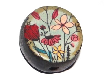 Ceramic Fox Focal Bead Handmade Pottery Beads 20mm PP5-3