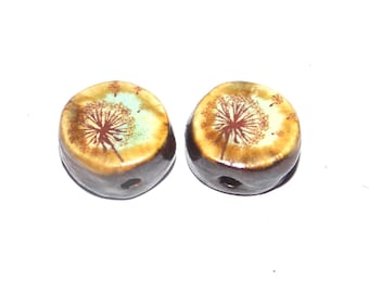Ceramic Wish Beads Pair Porcelain 15mm CC10-2
