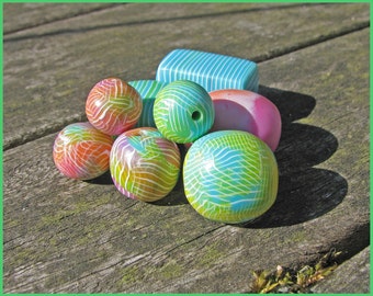 Layered Stripes Polymer Clay Cane & Bead Tutorial Instant Download