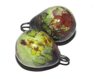 Ceramic Floral Drops Charms Pair Porcelain Earring Beads 20mm CC2-3