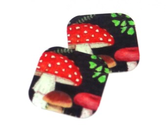 Faux Tin Mushroom Charms Handmade 16mm MM5-3
