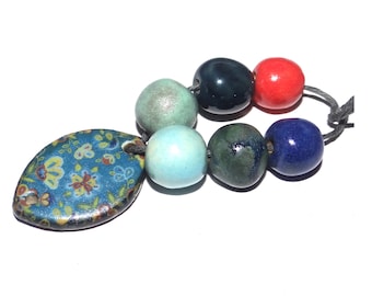 Ceramic Pendant Bead Set Handmade Ceramic 12-15mm