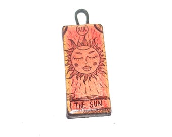 Ceramic Sun Pendant Handmade Focal Porcelain 35mm CC7-1