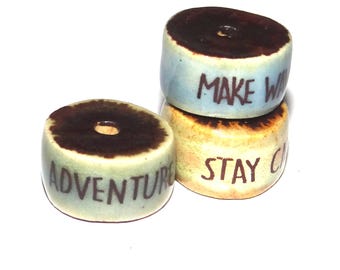 Porcelain Quote Bead Set Porcelain Handmade 14x8mm  BB1-4