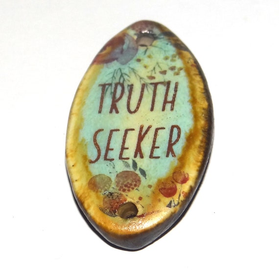 Ceramic Quote Pendant Handmade Focal Porcelain 30mm CC6-4