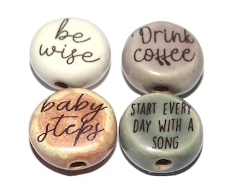 Porcelain Quote Bead Set Porcelain Handmade 15mm 0.6" BB3-1