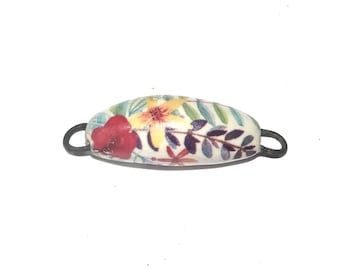 Ceramic Floral Bracelet Bar Cuff Porcelain 35mm CC2-2